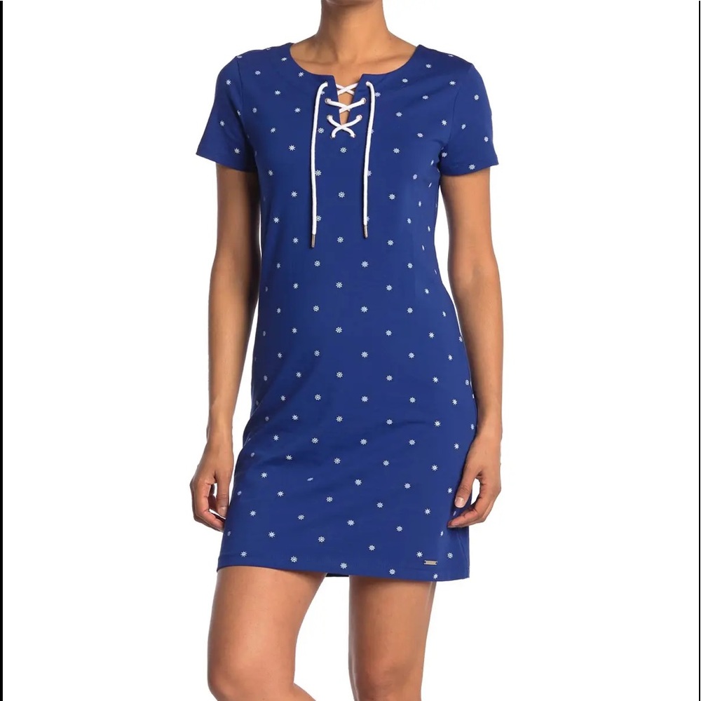 🆕 Tommy Hilfiger Shipwheel Laceup dress Blue and white